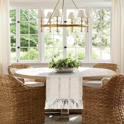Beige Table Runner 72 Inches, Boho Dresser Runners for Bedrrom, Summer Macrame Coffee Table Runner for Dining Room,TV Stand, Console Table, Wedding, Neutral Home Table Decor - color: Beige, size: 72 inches