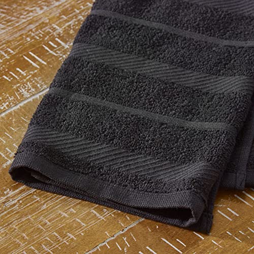 KitchenAid Albany Kitchen Towel 4-Pack Set, Matte Black/White, 16"x26" - color: Matte Black/White, size: 16"x26"