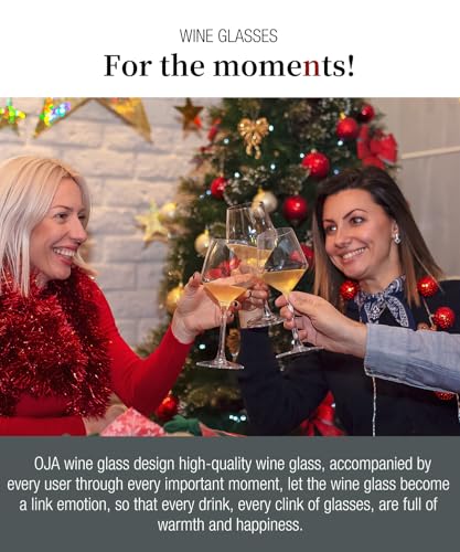 OJA Wine Glasses Set, Crystal Hand Blown Red Wine Glass Set of 4, 18 oz | Long Stem White Wine Glass, Ultra-thin , Dishwasher Safe, Gift for Daily Use, Party - style: Set of 4-18oz