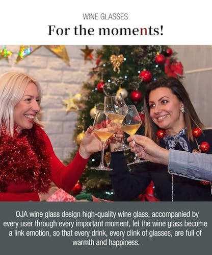 OJA Wine Glasses Set, Crystal Hand Blown Red Wine Glass Set of 4, 18 oz | Long Stem White Wine Glass, Ultra-thin , Dishwasher Safe, Gift for Daily Use, Party - style: Set of 4-18oz