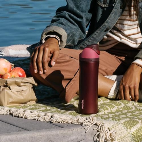 Owala FreeSip Stainless Steel Water Bottle 24 oz Black Cherry - color: Black Cherry, size: 24 Ounces