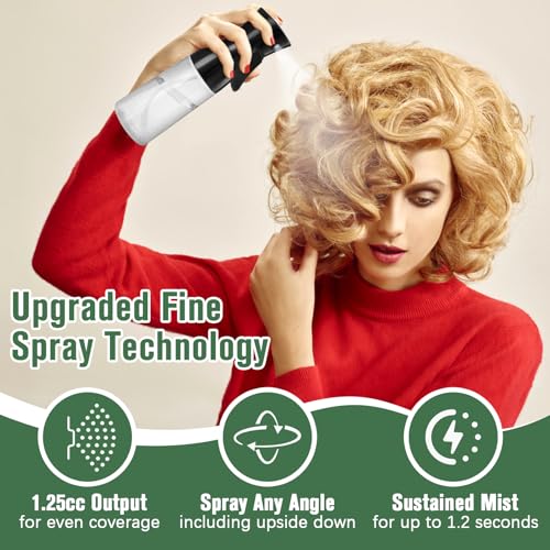 Spray Bottle For Hair,Continuous Water Mister for Hairstyling, Salons, Cleaning, Plants,Essential Oil Scents,Ultra Fine Mist Sprayer,6.8 OZ /200 ML-Black - color: Black