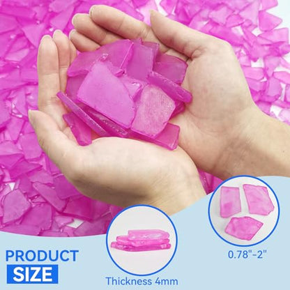 Keedolla 15 Oz Flat Frosted Sea Glass Vase Filler Crushed Tumbled Seaglass Stones Pieces Bulk for DIY Crafts, Wind Chimes, Jewelry Making - Rose Red - color: Rose Red, size: 15 OZ / 0.93 LB