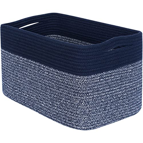 Storage Basket for Shelves, Decorative Baskets for Organizing, Book Basket, Storage Cube Bin Box, Woven Closet Organizer, Pantry Closet and Shoe Basket, Navy Blue - color: Navy Blue