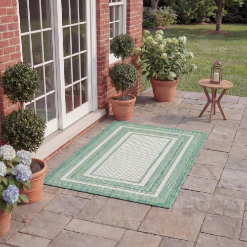 SAFAVIEH Washable Rug Outdoor Courtyard Collection - 2' x 3'7", Ivory & Green, Non-Shedding & Easy Cleaning, Ideal for Patio, Front Door, Entryway, Doormat (CY8475-55712) - color: Ivory/Green, size: 2' x 3'7" (Rectangular)
