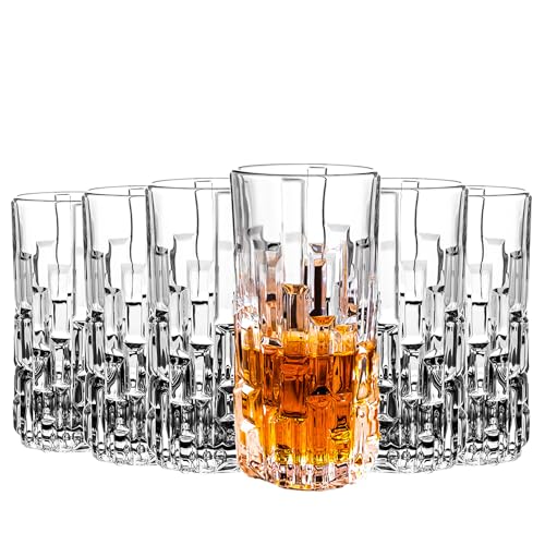 Highball Glasses Set of 6, Water Glasses, Collins Tall Beverage Cups Glassware for Drinks, Water, Beer, Soda, Cocktail 10 OZ - style: Style F