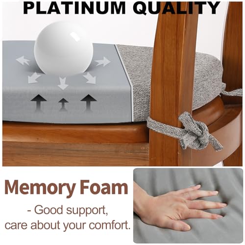 SINOSSO 1 Pack Memory Foam Chair Cushions for Dining Chair, Friendly Woven Fabric 16" U-Shape Comfortable Kitchen Chair Pad, Removable Slip Resistant Seat Cushion (1 Piece, Light Grey) - color: Light Grey