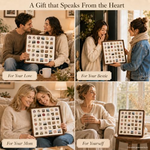 12x12 Solid Walnut 36-Grid Tabletop Shadow Box with Clear PET Panel | 36-Grid Picture Frame Display Case| Walnut shadow box with clear PET panel for flowers, stamps, photos, moms, and collectors.