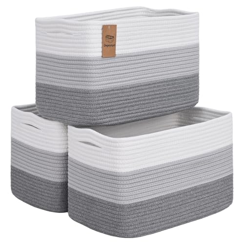Baskets for Organizing,Storage Baskets,3 Pack Baskets for Shelfves,15"×10"×9" Woven Grey Basket,toy storage bins,bins for organization - color: Gradient Gray