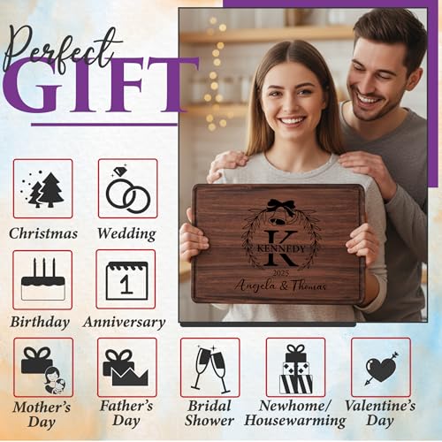 Personalized Cutting Board, Wedding Gifts for Couples 2026, Custom Engraved Unique Present with Names & Date, Unique Holiday, Bridal Shower, Engament, Christmas,Housewarming, Anniversary & Newlyweds