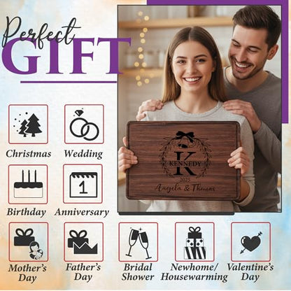 Personalized Cutting Board, Wedding Gifts for Couples 2026, Custom Engraved Unique Present with Names & Date, Unique Holiday, Bridal Shower, Engament, Christmas,Housewarming, Anniversary & Newlyweds