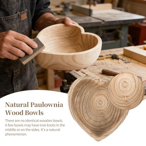 Hanobe Small 7.8" Heart Shaped Wood Decorative Key Bowl for Entryway Table | Catchall Key Bowls for Coffee Table decor, Living Room, Home Kitchen Table Centerpiece - size: 10.23 inches