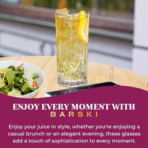 Barski Highball Glass - Drinking Glasses - Set of 4 - Hiball Tumblers - Glass Crystal Tumbler - for Water, Juice, Beer, Mixed Cocktails, Mojito Glass, Tom Collins Bar Glassware, 12 oz, Made in Europe - size: Set of 4 Highball 12 oz.