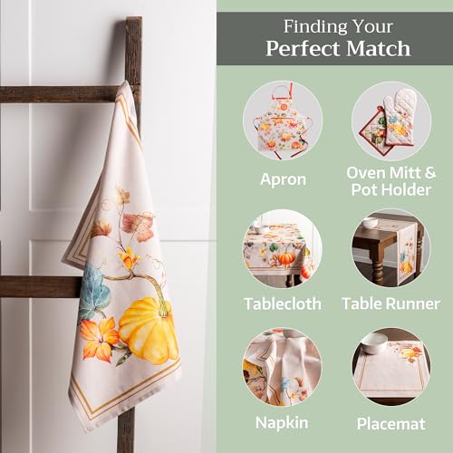 Maison d' Hermine Kitchen Towels Set of 3 Reusable 100% Cotton 27.50" x 20" | Cloth Tea Dish Towels Absorbent with Hanging Loop for Kitchen Dining Party Hotel Home Thanksgiving Christmas - Potiron - color: 037 - Potiron