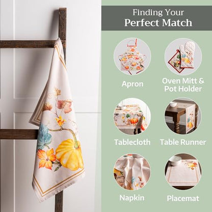 Maison d' Hermine Kitchen Towels Set of 3 Reusable 100% Cotton 27.50" x 20" | Cloth Tea Dish Towels Absorbent with Hanging Loop for Kitchen Dining Party Hotel Home Thanksgiving Christmas - Potiron - color: 037 - Potiron