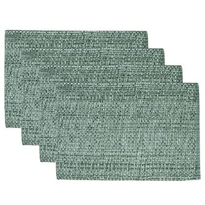 Sweet Home Collection 100% Cotton Placemats for Dining Room Rectangle Two Tone Woven Fabric 13" x 19" Soft Durable Table Mat Set, Set of 6, Light Green - color: Light Green, size: Rectangle 13" x 19"