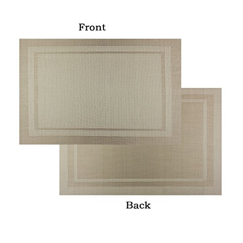 Placemats Easy to Clean Non-Slip Woven Plastic Placemats for Kitchen Table Washable Table Mats Set of 4 (Beige) - color: Beige, size: placemats set of 4