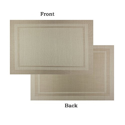 Placemats Easy to Clean Non-Slip Woven Plastic Placemats for Kitchen Table Washable Table Mats Set of 4 (Beige) - color: Beige, size: placemats set of 4