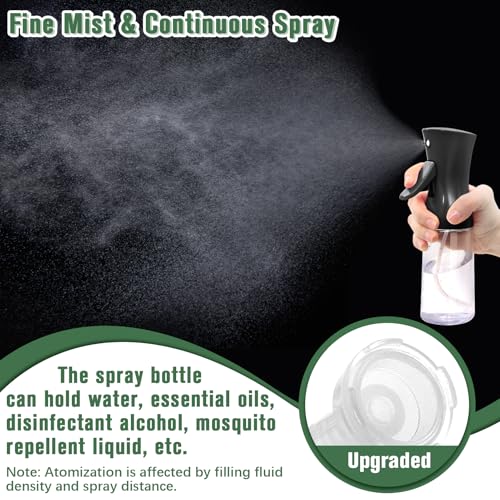 Spray Bottle For Hair,Continuous Water Mister for Hairstyling, Salons, Cleaning, Plants,Essential Oil Scents,Ultra Fine Mist Sprayer,6.8 OZ /200 ML-Black - color: Black