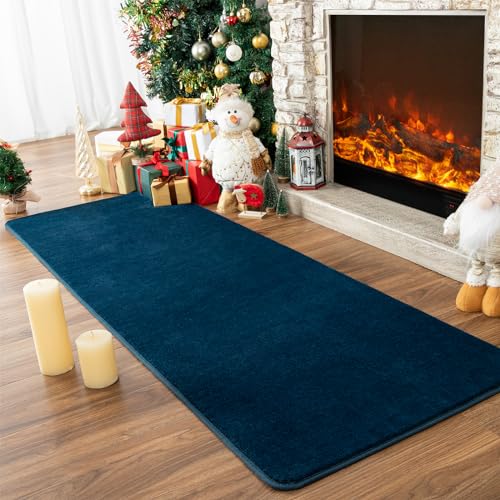Przemy 2x6 Soft Runner Rug for Bedroom Living Room, Navy Blue Washable | Memory Foam Rugs, Modern Indoor Runner Carpet for Hallway Entryway Bedside Kids Boys Room Dorm Nursery Decor Mat - color: Navy Blue, size: 2' x 6' (Runner)