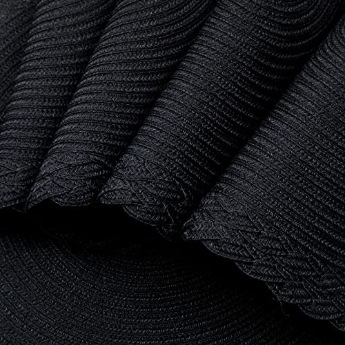 SHACOS Round Placemats Set of 6 Woven Round Table Mats 15 inch Braided Border Washable Cotton Polyester Circle Place Mats, Black (Pack of 2) - color: Black, size: 6 pieces (Pack of 2)