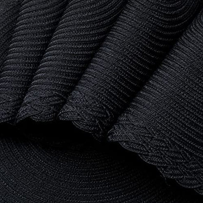 SHACOS Round Placemats Set of 6 Woven Round Table Mats 15 inch Braided Border Washable Cotton Polyester Circle Place Mats, Black (Pack of 2) - color: Black, size: 6 pieces (Pack of 2)