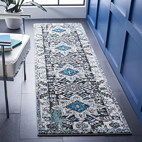 SAFAVIEH Vintage Hamadan Collection Runner Rug - 2'3" x 6', Dark Grey & Ivory, Traditional Persian Design, Non-Shedding & Easy to Clean, Ideal for Hallway, Foyer, Entryway, Bedroom (VTH211H) - color: Dark Grey/Ivory, size: 2'3" x 6' (Runner)