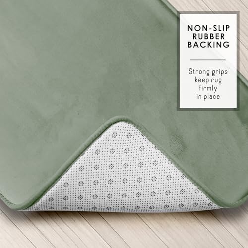 Clara Clark 3 Piece Bathroom Rugs, Velvet Memory Foam Bath Mat Set, Non-Slip Bath Rugs, Machine Wash, Dries Quickly, Ultra Soft Plush Bath Mats for Bathroom, 17 x 24/20 x 32 / Contour, Ice Green - color: Ice Green