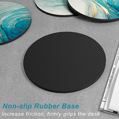 Nipichsha Coasters for Drinks, Set of 6 Cute Absorbent Rubber Drink Coasters for Cup with Non Slip Backing, Kitchen Home Decor Housewarming Gift, Round 4 in, Teal Marble | Set of 6 Cute Absorbent Rubber Drink Coasters for Cup with Non Slip Backing, Kitche