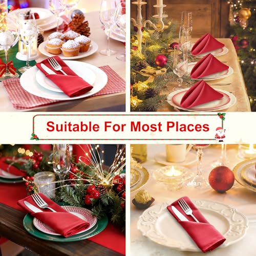 Cloth Napkins Set of 6, 18 x 18 Inch, Washable Red Dinner Napkins with Hemmed Edges for Restaurant, Wedding and Holiday - color: Red, size: 18" x 18" (Set of 6)