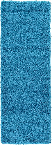 Unique Loom Solid Shag Collection Area Rug (2' 2" x 6' 5" Runner, Turquoise) - color: Turquoise, size: 2'2" x 6'5" (Rectangular)