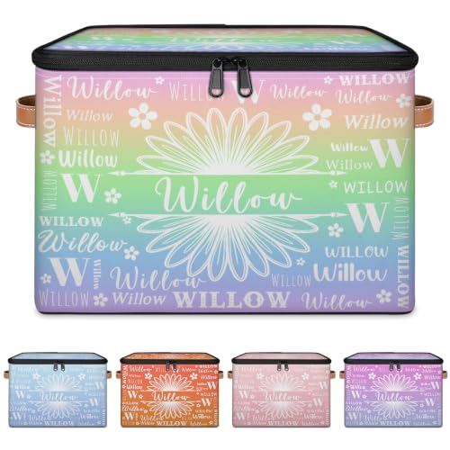 Custom Flower Memory Box for Keepsakes for Kids Girls Women | Personalized Gradient Storage Bin Basket Gift for Women Girls Sturdy Lightweight Foldable Organizer with Lid Zipper - color: Option 17