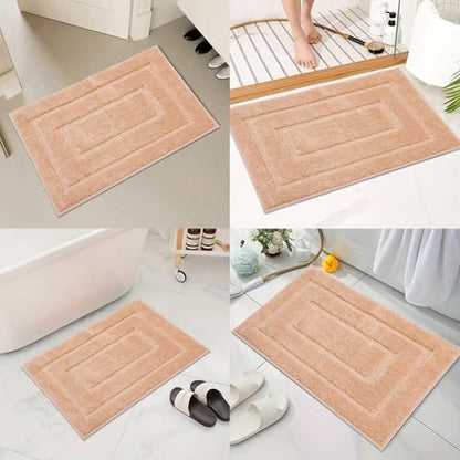 Bath Rug Mat Non Slip,Beige Indoor Doormat,20"x32" | Small Area Rug,Rubber Backed,Soft microfiber,Absorbent,Machine Washable,Bathroom,Entryway,Kitchen,Hallway - color: Beige1
