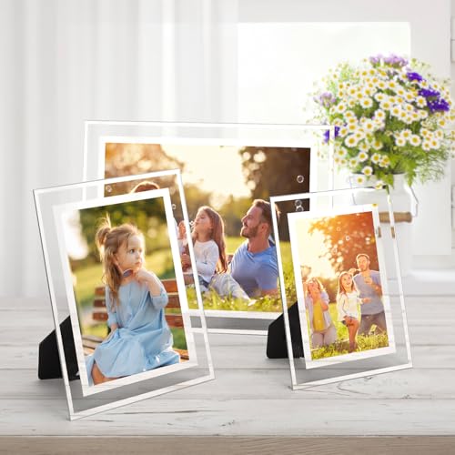 Hoikwo 10 Pack Glass Picture Frame with Two 8x10, Four 5x7, Four 4x6, Multi Sizes Silver Photo Frames, Only for Tabletop Display Vertically or Horizontally - size: Mix Sizes-10 Frames