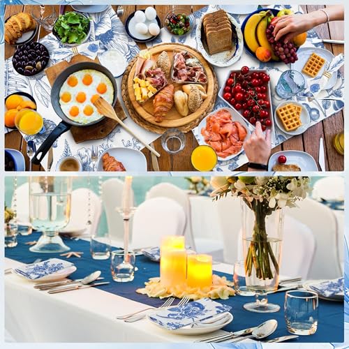 Kochorie 24 Pieces Blue Floral Cloth Napkins, 18 x 18 Inch Reusable Soft Fabric Napkins, Washable Flower Dinner Cocktail Napkin for Spring Summer Tea Party Holiday Home Kitchen Wedding Restaurant - color: Blue