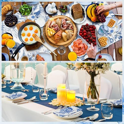 Kochorie 24 Pieces Blue Floral Cloth Napkins, 18 x 18 Inch Reusable Soft Fabric Napkins, Washable Flower Dinner Cocktail Napkin for Spring Summer Tea Party Holiday Home Kitchen Wedding Restaurant - color: Blue