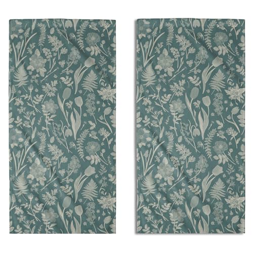 Aqua Spring Floral Hand Towels for Bathroom Set of 2 Flower Leaves Vintage Botanical Print Seasonal Decorative Handtowels Soft Absorbent Bath Towel for Home Guest Room Hotel Gym Spa - color: Aqua