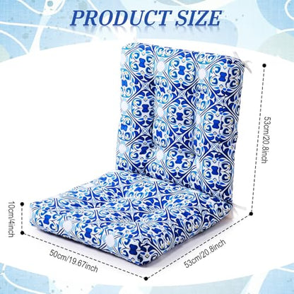 Hoteam 4 Set Outdoor Patio Chair Cushions 20 x 42 in Deep Seat Waterproof Patio Cushions Set for Furniture Replacement Removable Seat and Back (Mediterranean) - style: Mediterranean