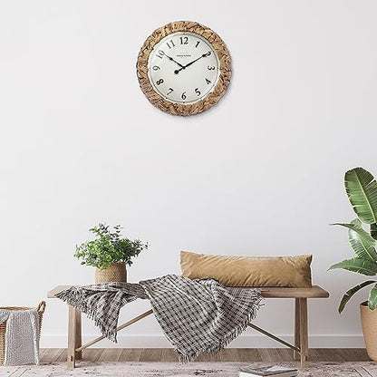 Farmhouse Series, Rustic Woven Clock | 12.6-Inch Natural Woven Water Hyacinth/Seagrass Wall Clock, Wall Art for Home & Farmhouse Décor - size: 12.6 inch