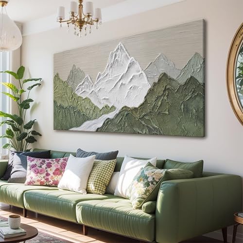 YISXINOAG Large Abstract Wall Art For Living Room Canvas Art Wall Decor Print Abstract Mountain Forest Landscapes Green Wall Art Painting Abstract Art Prints Home Wall Art 29×58 In - color: Grass Green, size: 58"L x 29"W