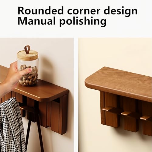 Wall Mounted Coat RackHooks Piano Key Hangers Natural Solid Wood Hanger Non-Woven Fabric Clothes Hangers for Closet, Kitchen, Bedroom, Bathroom, Entryway (Tray Walnut-Beech, 12 Hooks) - color: Tray walnut-beech, size: 12 Hooks