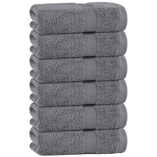White Classic Gray Hand Towels for Bathroom [6 Pack] Cotton Hand Towel Bulk for Gym, Kitchen and Spa, 16x27 Inches Soft Highly Absorbent Quick Dry Terry Salon Towels - color: Gray, size: Hand Towels 6-Pack