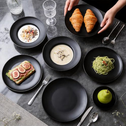 Restaurant Value, Stoneware Coupe Shape Plate 10.5", Matte Black, Case of 12 - color: Matte Black, size: Plate 10.5"