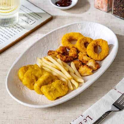 Serving Platter 12 Inches, Ceramic Oval Dinner Plate Set of 2, Serving Dishes for Entertaining, Dishwasher & Oven Safe Kitchen Dinnerware for Salad, Chicken, Pasta, Fish, Beef, White - color: White