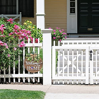 Interchange Welcome Sign Front Door Wreaths for Spring Fall Summer Winter | Rustic Wood Wreaths for Wall Home House Warming gifts Outdoor Farmhouse Porch All Seasons Holiday Halloween Christmas
