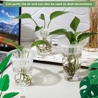 35 Pcs Plastic Plant Propagation Station Desktop Terrariums Plant Tabletop Vase with Hydroponic Baskets for Indoor Home Office Desktop Decor (4.25'',4.57'',5.47'') - size: 4.25'', 4.57'', 5.47''