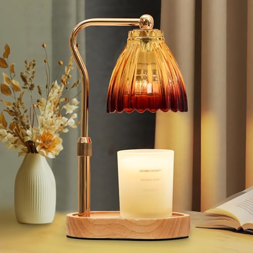 Candle Warmer Lamp with Timer Dimmable, Gold Gift Wax Warmer Lamps | Lamp Candle Warmer for Jar Candles, Birthday Gifts for Women Mom, HouseWarming Gifts Vintage Home Decor with 2 Bulbs - color: Gold