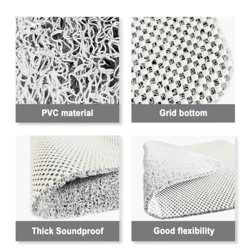 Non-Slip PVC Loofah Bath Mat, 17.7"x27.5"Inch Quick Dry Shower Mat, Soft White Bathroom Mat with Efficient Drainage, Machine Washable for Tub & Wet Areas - color: White, size: 27.5" x 17.7" (Rectangular)