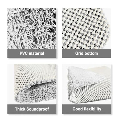 Non-Slip PVC Loofah Bath Mat, 19.6"x47"Inch Quick Dry Shower Mat, Soft White Bathroom Mat with Efficient Drainage, Machine Washable for Tub & Wet Areas - color: White, size: 47" x 19.6" (Rectangular)