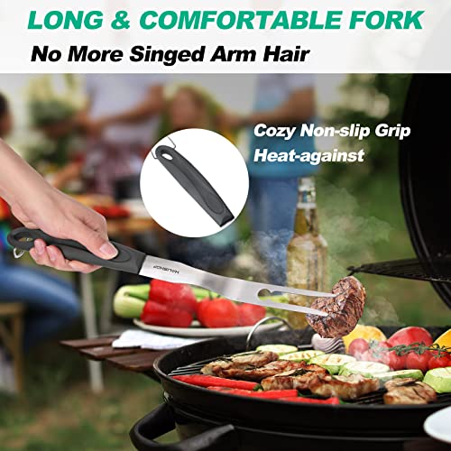 HAUSHOF Large Grill Accessories Heavy Duty BBQ Set Gifts for Men/Women - Premium Stainless Steel Spatula, Fork & Tongs, Barbecue Utensils Tool Kit Gift for Grilling Lover Outdoor - style: Original